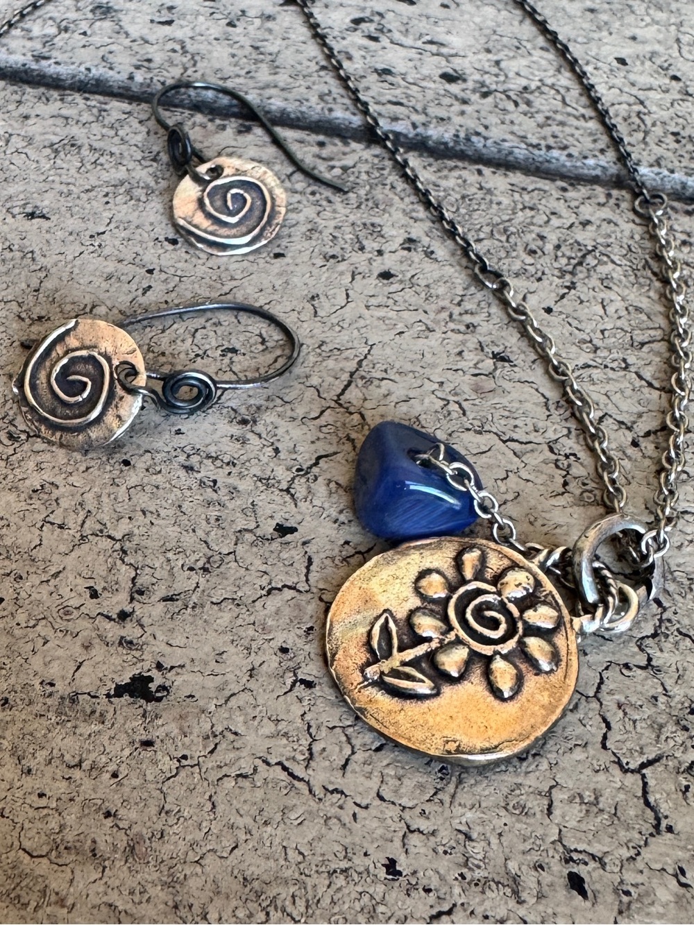 Cycle of Life Spiral Necklace & Earrings NWOT